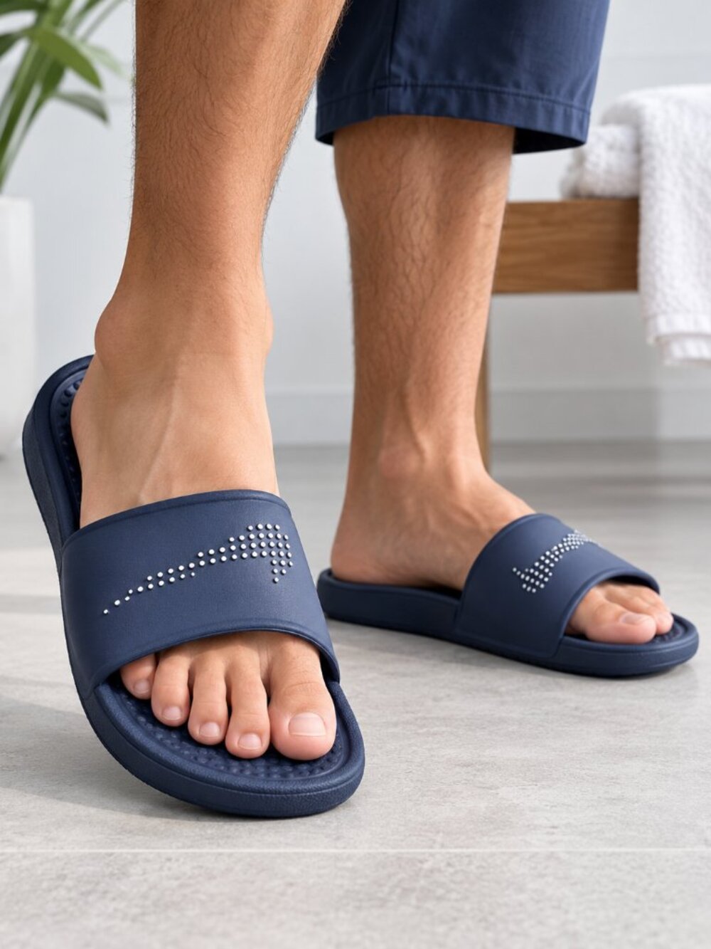 Nike Victori One Men's Shower Slide Sandals Midnight Navy White Size 8 NWT